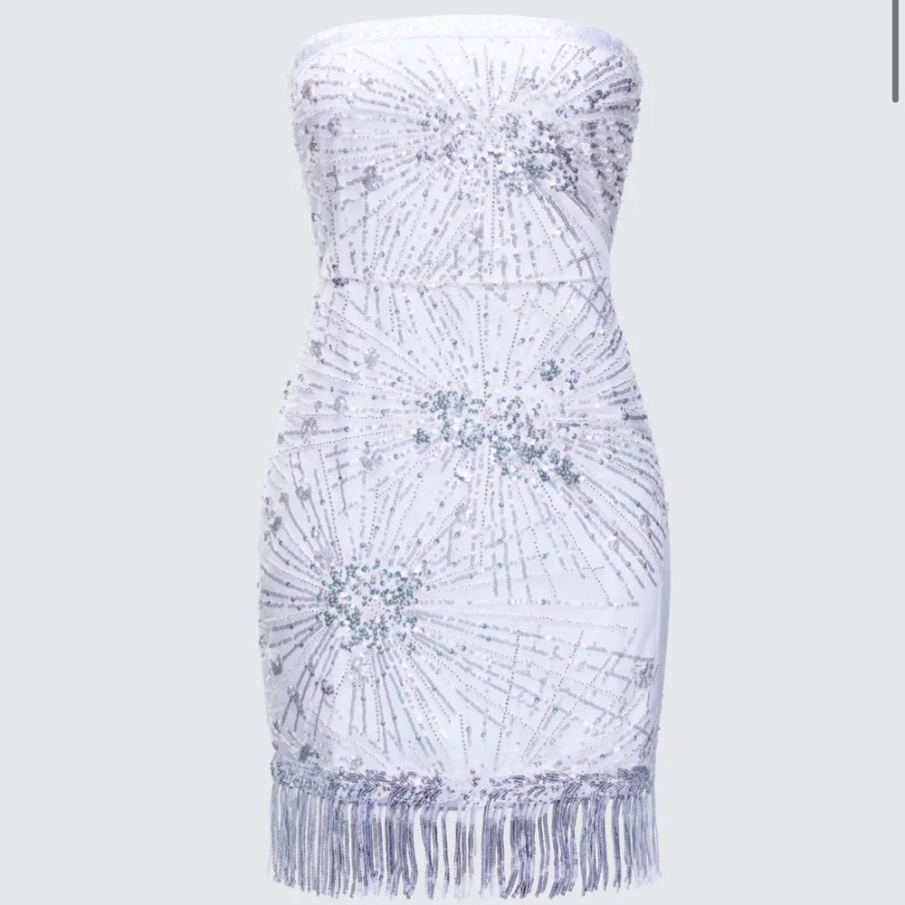 Finesse White Sequin Mini Dress